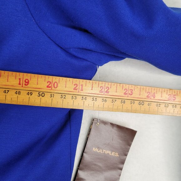 Multiples Ruffle-Front Button Blazer Size L Marine Blue Stylish Layering New - Picture 13 of 14
